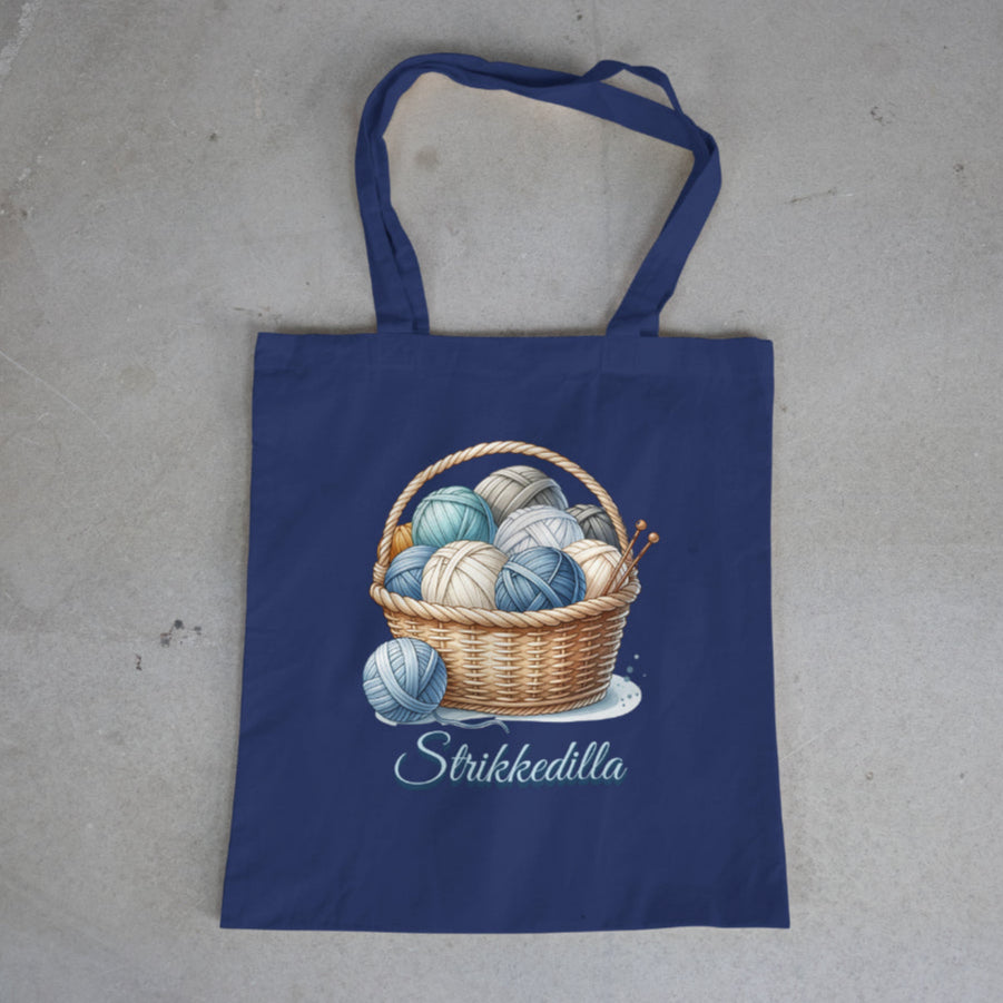 DTF Transfermerke - Garnkurv strikkedilla blå