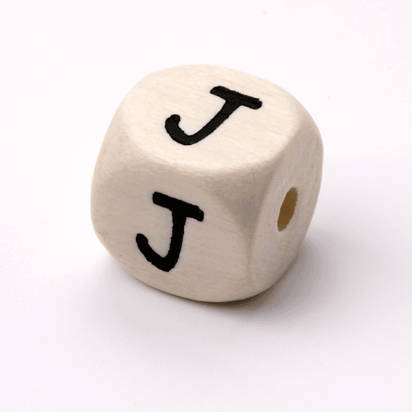 Bokstavperle i tre - J - 1 stk