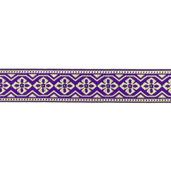 Pyntebånd Blomst gull 30 mm - Lilla