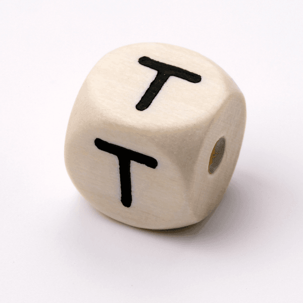 Bokstavperle i tre - T - 1 stk