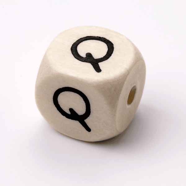 Bokstavperle i tre - Q - 1 stk