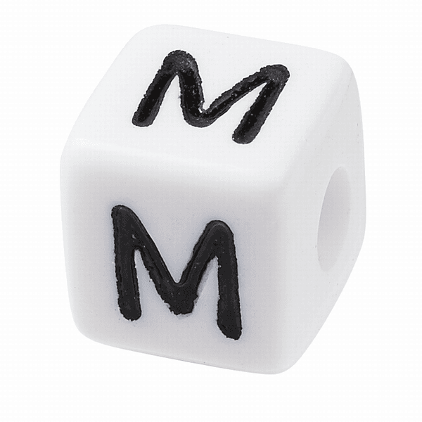 Bokstavperle i AKRYL - M - 1 stk