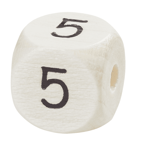 Tallperle i tre - 5 - 1 stk