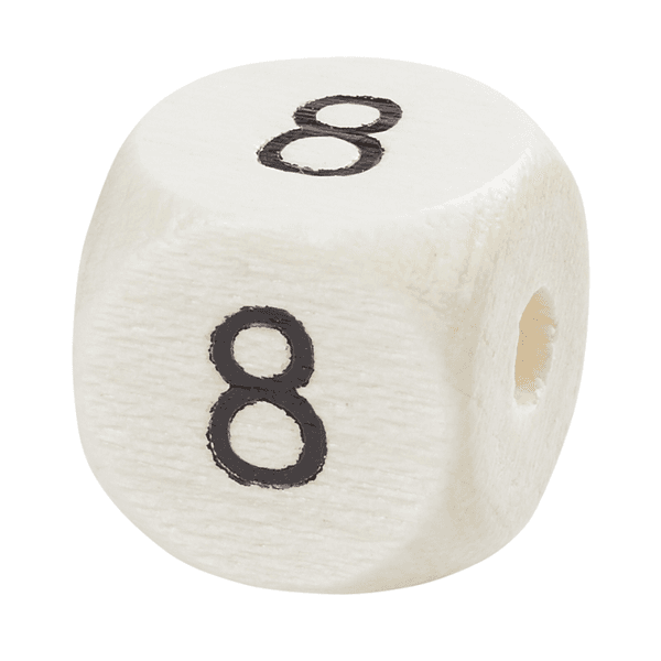 Tallperle i tre - 8 - 1 stk